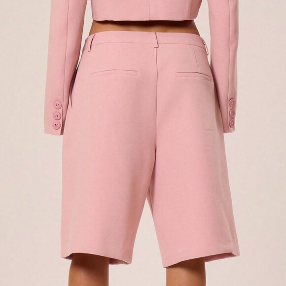 Pink Women's Tailored Low Waist Casual Shorts - Picture 2 of 5